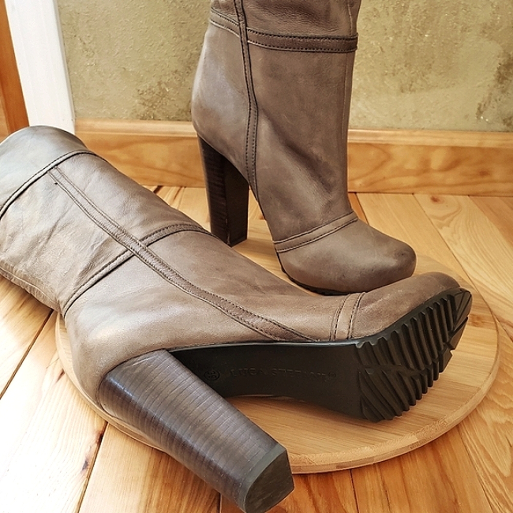 Luca Stefani Luxury Leather Pull-on Boots Color Coffee Only Tried On Store New